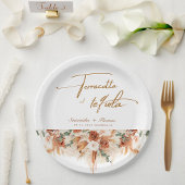 Terracotta und Tequila Bright Pampas Wedding Pappteller