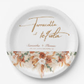 Terracotta und Tequila Bright Pampas Wedding Pappteller (Vorderseite)