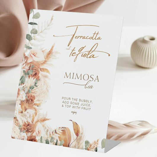 Terracotta und Tequila Mimosa Bar Brautparty Sockelschild