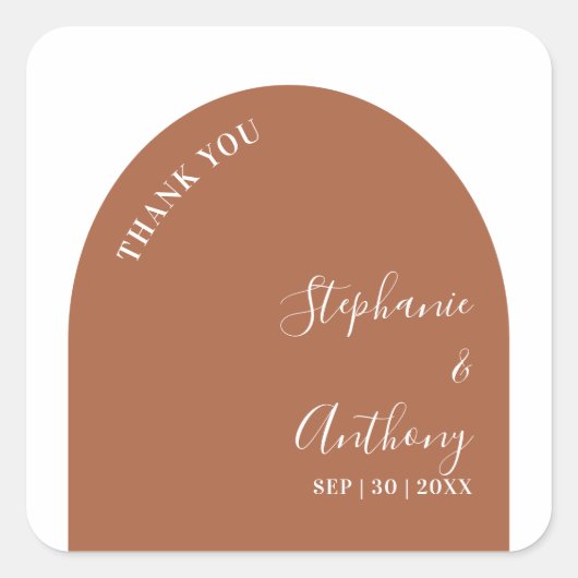 Terracotta und White Arch Wedge Quadratischer Aufkleber (Vorderseite)