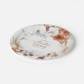 Terracotta und White Blume Boho Brautparty Pappteller (Schrägansicht)