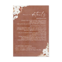 Terracotta und White Blume Boho Hochzeiten Details