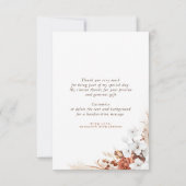 Terracotta und White Blume Boho Vielen Dank Dankeskarte (Rückseite)