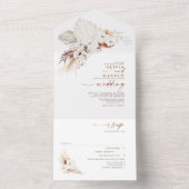 Terracotta und White Blume Exotic Boho Wedding All In One Einladung (Innen Boden)