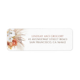 Terracotta und White Blume Modernes Boho Label