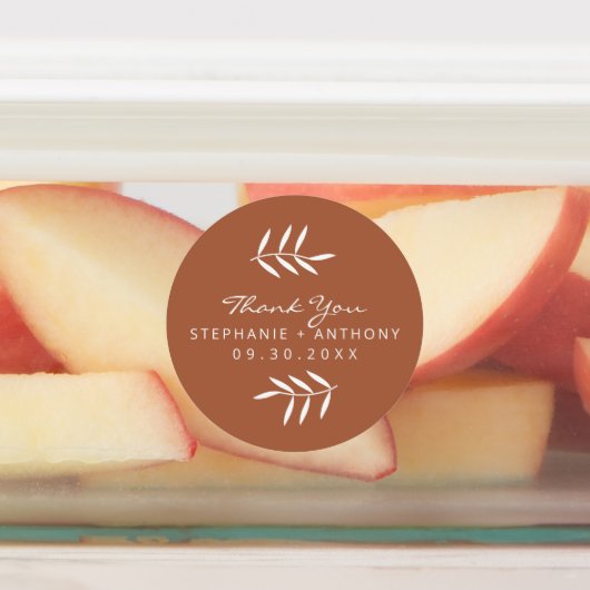 Terracotta und White Branches Wedding Vielen Dank Etiketten (Befestigt)