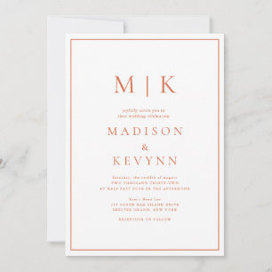 Terracotta und White Classic Wedding Einladung