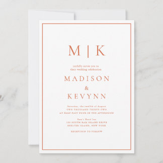 Terracotta und White Classic Wedding Einladung