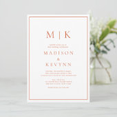 Terracotta und White Classic Wedding Einladung (Stehend Vorderseite)