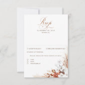 Terracotta und White Floral Boho Wedding RSVP (Vorderseite)