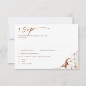 Terracotta und White Floral Boho Wedding RSVP Karte (Vorderseite)