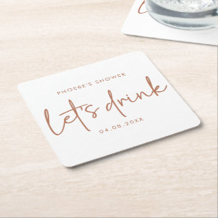 Terracotta und White Minimalistisch Dusche Unterse Rechteckiger Pappuntersetzer