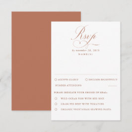 Terracotta und White Modern Minimal Wedding RSVP Karte