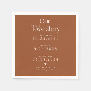 Terracotta Unsere Liebe Story Retro Wedkin Serviette