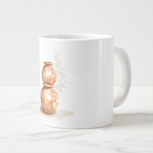 Terracotta Vessel Stack Art Print | Sculptural Cla Jumbo-Tasse (Vorderseite Rechts)