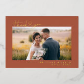 Terracotta Vielen Dank für Ihre Herz-Script-Hochze Folieneinladung (Vorderseite)