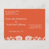 Terracotta Viktorianisch Floral Damask Save the Da Ankündigungspostkarte (Rückseite)