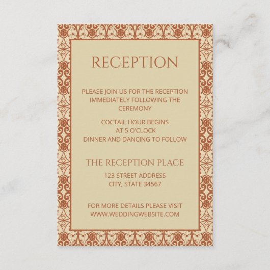 Terracotta Vintag Boho Wedding Begleitkarte (Vorderseite)