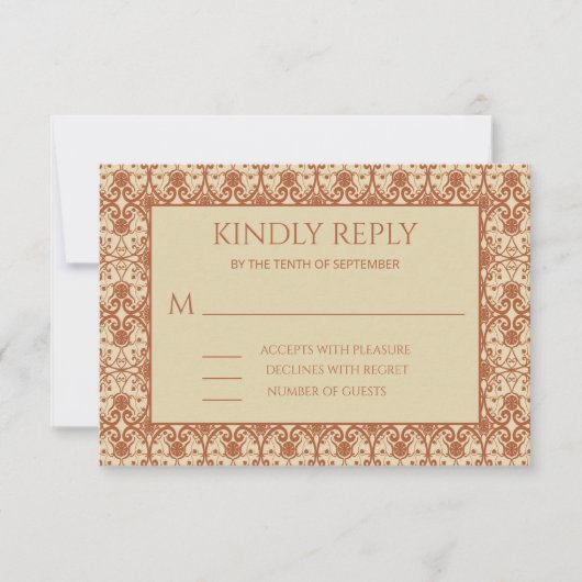 Terracotta Vintag Boho Wedding Response Card RSVP Karte (Vorderseite)