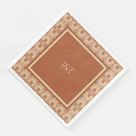 Terracotta Vintag Boho Wedding Serviette (Ecke)