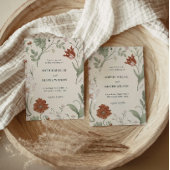 Terracotta Vintag Botanische Hochzeit Einladung