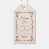 Terracotta Vintag Floral Wedding Vielen Dank Geschenkanhänger (Vorderseite)