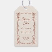 Terracotta Vintag Floral Wedding Vielen Dank Geschenkanhänger (Rückseite)