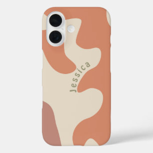 Terracotta Warm Bio geformt Personalisierter Name iPhone 16 Hülle