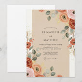Terracotta Warm Bohemian Wedding Einladung (Vorne/Hinten)