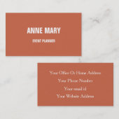 Terracotta Warme Earth Tone Burnt Orange Simple Visitenkarte (Vorne/Hinten)