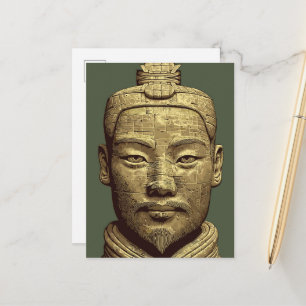 Terracotta Warrio - Alte Gold Kunst Postkarte