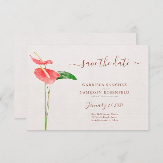 Terracotta Wasserfarben Botanisch Save the Date (Vorne/Hinten)