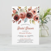 Terracotta Wasserfarben Foto Brautparty Einladung (Stehend Vorderseite)
