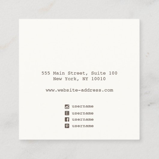 Terracotta Wasserfarbenstube Ohrring Display Quadratische Visitenkarte (Rückseite)