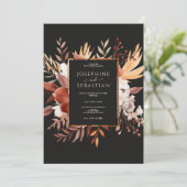 Terracotta Watercolor Black Fall Floral Wedding Einladung (Stehend Vorderseite)