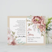 Terracotta watercolor Blume Hochzeitsprogramm (Stehend Vorderseite)