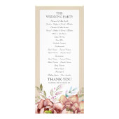 Terracotta watercolor Blume Hochzeitsprogramm Werbekarte (Hinten)