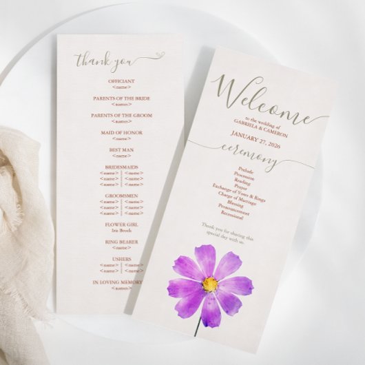 Terracotta Watercolor Daisy Wedding Program Programm