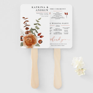 Terracotta Watercolor Floral Wedding Program Fans Fächer