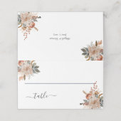 Terracotta Watercolor Florals Platzkarte (Außenseite Aufgefaltet)