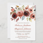 Terracotta Watercolor Foto QR Code Wedding Einladung (Vorderseite)