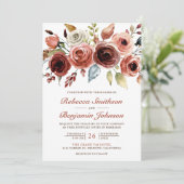 Terracotta Watercolor Foto QR Code Wedding Einladung (Stehend Vorderseite)