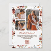 Terracotta Watercolor Foto QR Code Wedding Einladung (Rückseite)