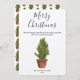 Terracotta Watercolor Merry Christmas Tree Holiday