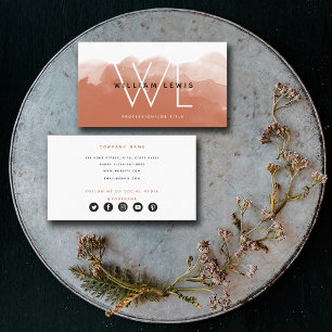 Terracotta Watercolor Moderne Social Media Icons Visitenkarte