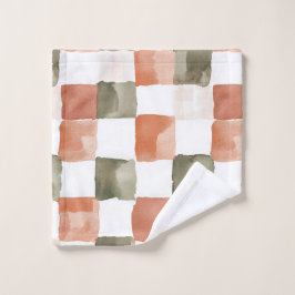 Terracotta Watercolor Plaid Gingham Waschlappen