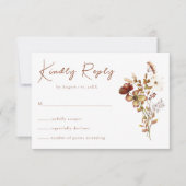 Terracotta Watercolor Wildblume Boho Wedding RSVP (Vorderseite)
