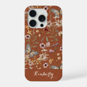 Terracotta Watercolor Wildflowers Pattern Name  iPhone Hülle (Rückseite)