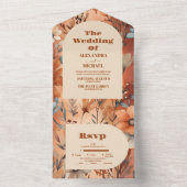 Terracotta Watercolor Wildflowers Wedding All In One Einladung (Innen Boden)