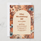 Terracotta Watercolor Wildflowers Wedding Einladung (Vorderseite)